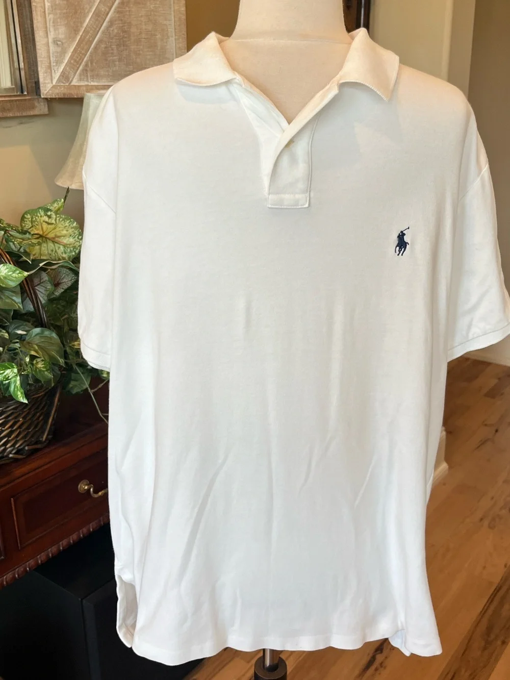 Ralph Lauren White Polo with Navy Pony Embroidery